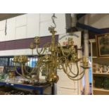 Modern brass chandelier.