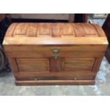 Omani brass inlaid hardwood dome top blanket chest