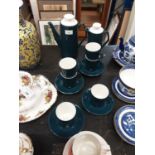 Beswick six place Coffee set, with blue glazed decoration, pattern number 1958 together with a Royal