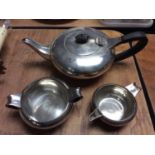 Art Deco silver plated three piece teaset by William Hutton & Sons