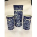 A garniture of the Masons Ironstone blue printed vases