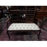 Edwardian two seater salon sofa with padded seat