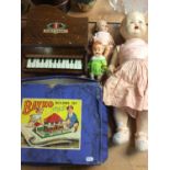 Children’s Grand Baby Piano, Bayko building set in box, vintage British composite doll and two other