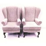 Good Quality Pair of Wingback Upholstered Armchairs