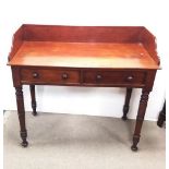 Vict Mahogany 2 Drawer Sidetable Dimensions: 107cm W 50cm D 96cm H