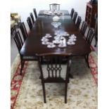 Very Impressive 3 Pedestal Mahogany Dining Room Table Dimensions: 468cm L x 137cm ( Fully