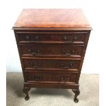 4 Drawer Slimline Burr Walnut Chest of Drawers Dimensions: 64cm W 40cm D 95cm H