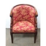 Upholstered Mahogany Swan Armchair