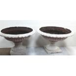 Impressive Pair of 19th C Heavy Cast Garden Urns Dimensions: Diameter: 77cm,