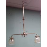 Unusual Brass & Glass Ceiling Light