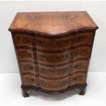 Stunning Quality Inlaid Burr Walnut Serpentine 4 Drawer Chest Dimensions: 77cm W 87cm H 52cm D