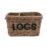 Large Wicker Log Basket Dimensions: 83cm W 52cm H 45cm D