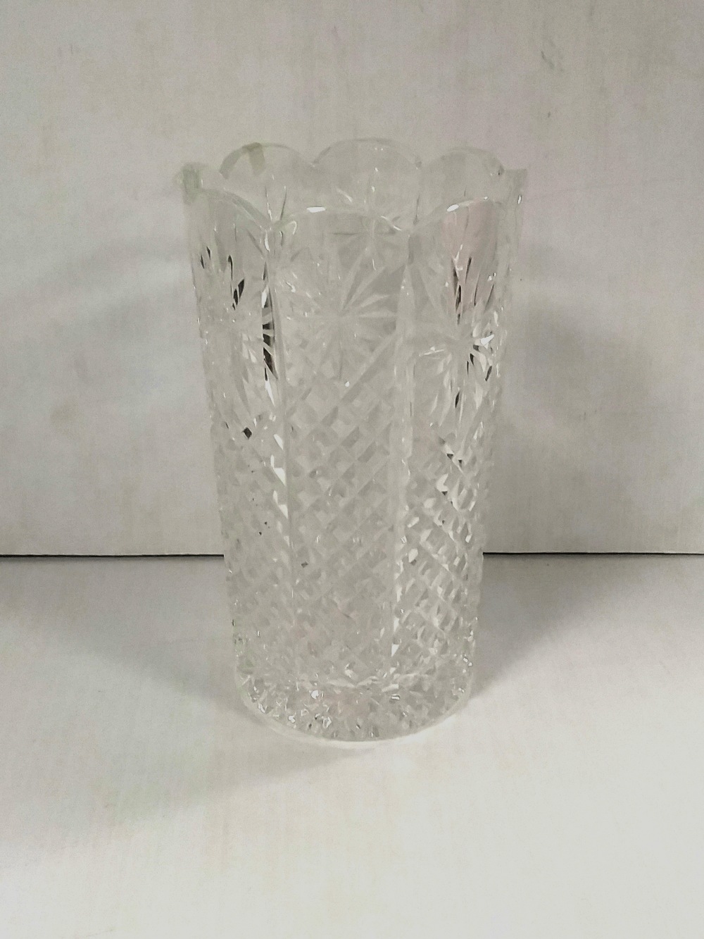 Heavy Cut Glass Vase