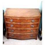 Yew Wood Bowfront Chest of Drawers with Brush Slide Dimensions: 92cm W 47cm D 86cm H