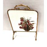 Vict Hand Painted Brass Fire Screen