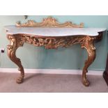 19th C Gilt Marble Top Console Table Dimensions: 185cm W 52cm D 97cm H