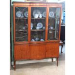 Late Vict Satinwood Bowfront Display Cabinet Dimensions : 137cm W 38cm D 185cm H