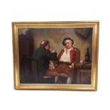 Gilt Framed Oil on Heavy Canvas of 2 Gentlemen Signed W Fitz M N A Dimensions Including Frame: