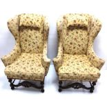 Pair of Unusual Upholstered Wingback Armchairs ( Mint Condition)