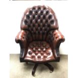 Leather Deep Buttoned Upholstered Directors Chairs