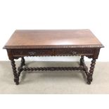 Highly Carved Oak 2 Drawer Console Table Dimensions: 137cm W 67cm D 79cm H