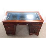 Mahogany Twin Pedestal Leather Top Desk Dimensions: 137cm W 68cm D 80cm H