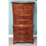 Exceptional Quality Flamed Mahogany Chest on Chest with Brush Slide Dimensions: 75cm W 150cm H