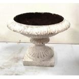 Single 19th C Heavy Cast Garden Urn Dimensions: 46cm Dia x 35cm H