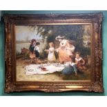 Vict Style Heavy Gilt Oil On Canvas Dimensions Including Frame: 132cm W 107cm