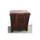 Unusual Mahogany Biedermiere Serpentine 2 Door 1 Drawer Cabinet Dimensions: 77cm W 45cm D 86cm H