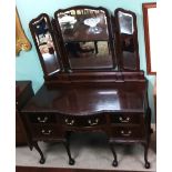 Good Quality Mahogany Dressing Table with Triple Mirrors Dimensions: 132cm W 66cm D 170cm H