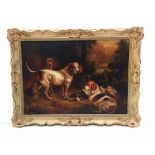 Quality Oil on Canvas ' Huntsmen & Hounds' Dimensions Including Frame: 87cm x 64cm