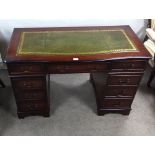 Mahogany Twin Pedestal Leather Top Desk Dimensions: 121cm W 60cm D 78cm H