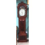 Early Vict Mahogany Grandfather Clock with Hand Painted Dial