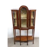 Very Elegant Edw Inlaid Mahogany Breakfront Miniature Display Cabinet Dimensions: 82cm W 36cm D