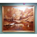 Magnificent Large Oil on Canvas by American Artist Petterson Dimensions Including Frame : 165cm W