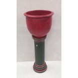 Porcelain Jardiniere & Stand Dimensions: 40cm Diam x 98cm H