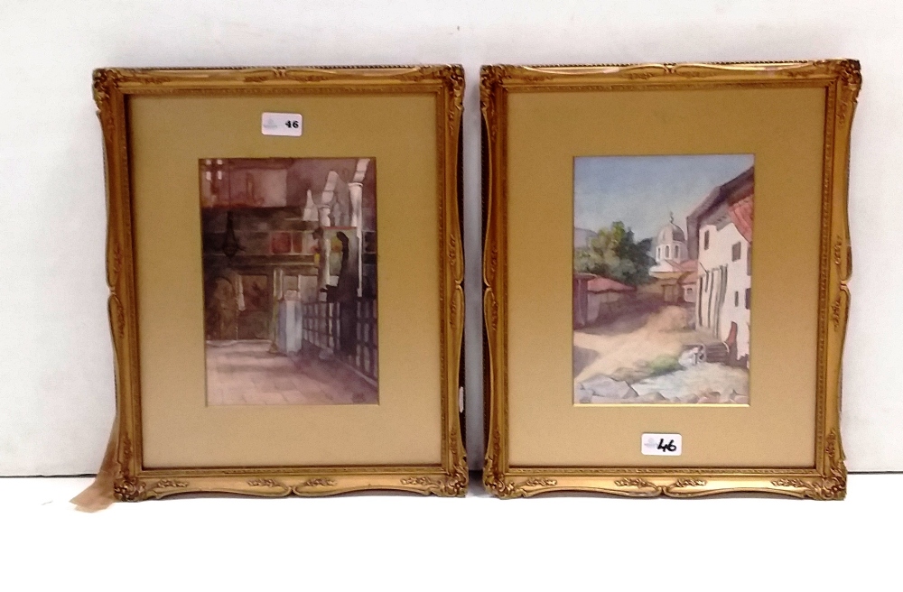 Pair of Edw Gilt Framed Watercolours