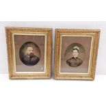 Impressive Pair of Vict Gilt Framed Portraits Dimensions Including Frame : 51cm W x 61cm