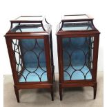 Very Unusual and Rare Pair of Edw Inlaid Mahogany Display Cabinets Dimensions: 59cm W 58cm D 127cm