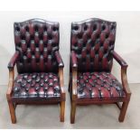 Pair of Leather Deep Buttoned Desk Chairs Dimensions : 60cm W 66cm D 100cm H