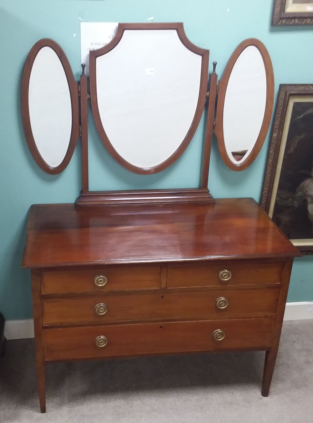 Edw Inlaid Mahogany Dressing Table Dimensions: 107cm W 55cm D 158cm H