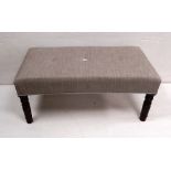 Large Mahogany Upholstered Stool Dimensions : 108cm W 56cm D 50cm H