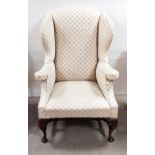 George III Style Wingback Upholstered Armchair Dimensions : 77cm W 77cm D 114cm H