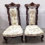 Pair of Unusual Vict Rosewood Bedroom Chairs