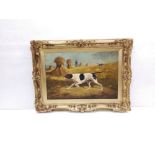 Large Gilt Framed OIl on Canvas , Gunman & Setters Dimensions Including Frame : 101cm W x 75cm