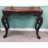 Good Quality 19C Mahogany Console Table Dimensions: 134cm W 57cm D 95cm H