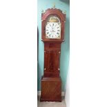Early Vict Inlaid Mahogany Grandfather Clock with Hand Painted Dial Dimensions: 50cm W 24cm D