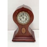 Edw Inlaid Mahogany Waistline Mantel Clock