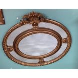 Stunning Oval Gilt Framed Pannelled Overmantle Mirror Dimensions:120cm w x 116cm